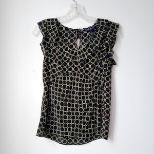 BANANA REPUBLIC 100% Silk Black Gold Sleeveless Blouse Size Small